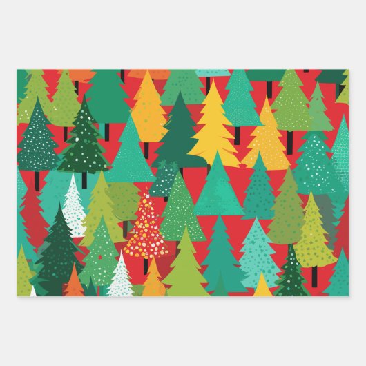 Modern kerstboom patroon inpakpapier vel (Voorkant 3)