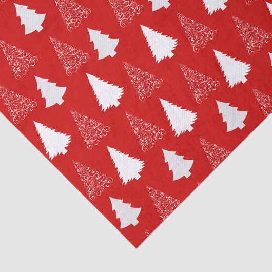 Modern Kerstboom Patroon Rood Weefseldocument Tissuepapier (Detail)