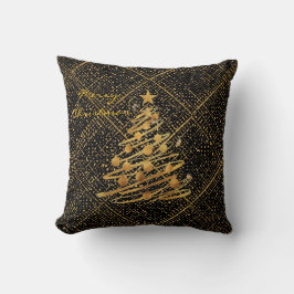 Modern, Kerstboom, Zwart Gouden Kruis Patroon Kussen