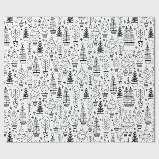 Modern kerstboompatroon cadeaupapier (Vlak)