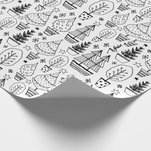 Modern kerstboompatroon cadeaupapier (Hoek)