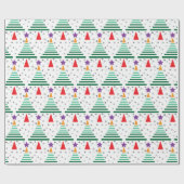 Modern kerstboompatroon cadeaupapier (Vlak)