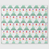 Modern kerstboompatroon cadeaupapier (Vlak)