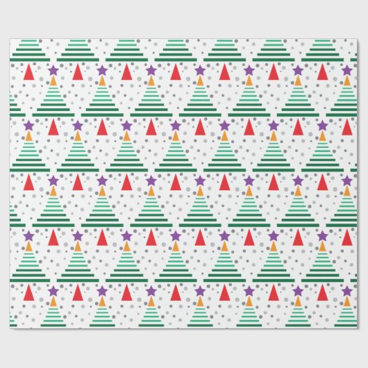 Modern kerstboompatroon cadeaupapier (Vlak)