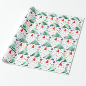 Modern kerstboompatroon cadeaupapier (Uitgerold)