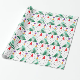 Modern kerstboompatroon cadeaupapier