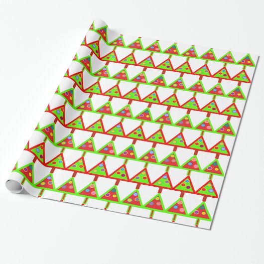 Modern kerstboompatroon cadeaupapier (Uitgerold)