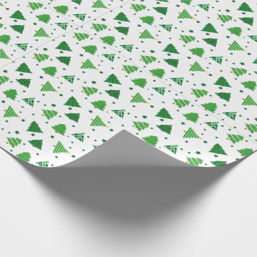 Modern kerstboompatroon cadeaupapier (Hoek)