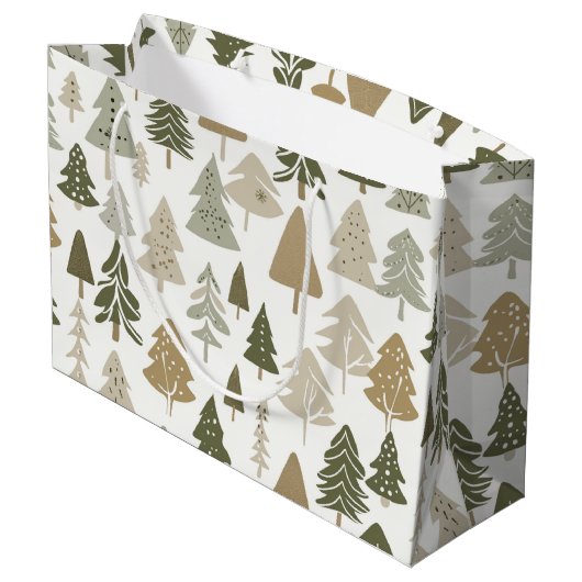 Modern kerstboompatroon groot cadeauzakje (Achterkant Gekanteld)