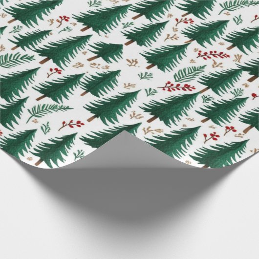 Modern kerstboompatroon in het bos cadeaupapier (Hoek)