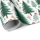 Modern kerstboompatroon in het bos cadeaupapier (Rol Hoek)