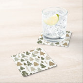 Modern kerstboompatroon kartonnen onderzetters (Insitu)