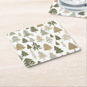 Modern kerstboompatroon kartonnen onderzetters (Schuin)