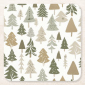 Modern kerstboompatroon kartonnen onderzetters (Voorkant)