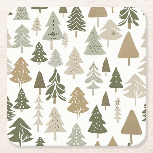 Modern kerstboompatroon kartonnen onderzetters (Voorkant)
