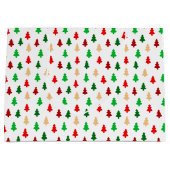 Modern kerstboompatroon - rood, groen en goud groot cadeauzakje (Voorkant)