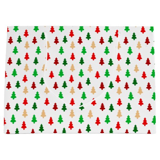 Modern kerstboompatroon - rood, groen en goud groot cadeauzakje (Voorkant)
