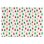 Modern kerstboompatroon - rood, groen en goud groot cadeauzakje (Achterkant)