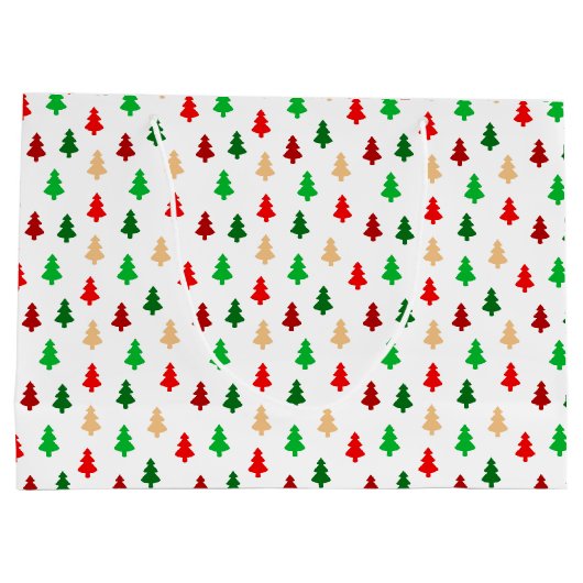 Modern kerstboompatroon - rood, groen en goud groot cadeauzakje (Achterkant)