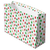 Modern kerstboompatroon - rood, groen en goud groot cadeauzakje (Achterkant Gekanteld)