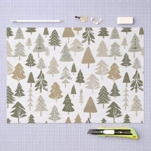 Modern kerstboompatroon tissuepapier (Craft)