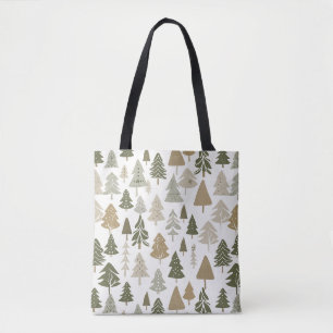 Modern kerstboompatroon tote bag