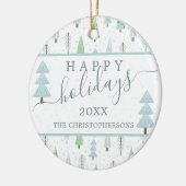 Modern kerstboomscript PRETTIGE FEESTDAGEN foto Keramisch Ornament (Links)