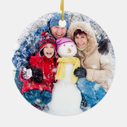 Modern kerstboomscript PRETTIGE FEESTDAGEN foto Keramisch Ornament (Achterkant)