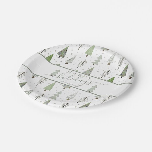 Modern kerstboomscript PRETTIGE FEESTDAGEN groen Papieren Bordje (Gekanteld)