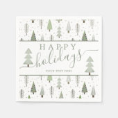 Modern kerstboomscript PRETTIGE FEESTDAGEN groen Servet (Voorkant)