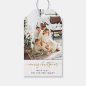 Modern Kerstcadeau Label Foto Vakantie Label Goud Cadeaulabel (Voorkant)