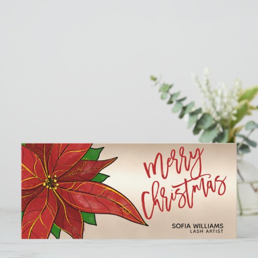 Modern kerstcertificaat cadeau Kaart Poinsettia (Staand voorkant)