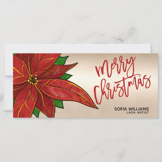 Modern kerstcertificaat cadeau Kaart Poinsettia (Voorkant)