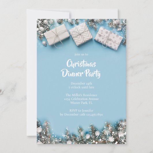 Modern kerstdiner eenvoudig kaart (Voorkant)