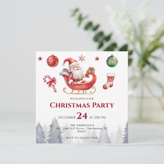 Modern kerstdiner save the date (Staand voorkant)