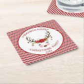 Modern Kerstfeest gepersonaliseerde rendieren Kartonnen Onderzetters (Schuin)