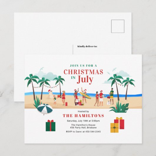 Modern kerstfeest in juli briefkaart (Voorkant / Achterkant)