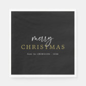 Modern Kerstfeest met Zwarte en Gouden Thema Servet (Voorkant)