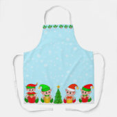 Modern kerstfeest op lichtblauw schort (Voorkant)