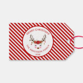 Modern Kerstfeest Rendieren met Ornamenten Cadeaulabel (Voorkant (Horizontaal))