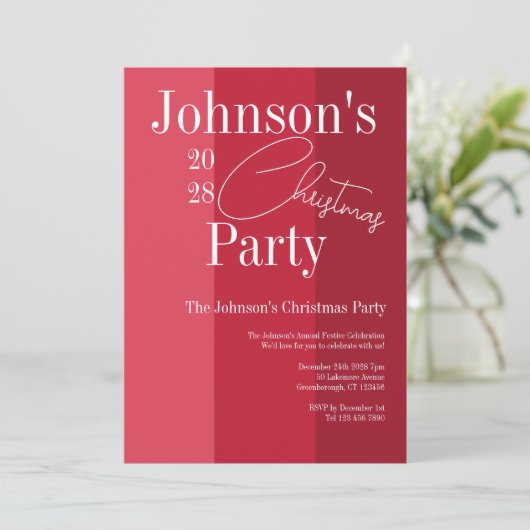 Modern kerstfeest rode streep kaart (Staand voorkant)