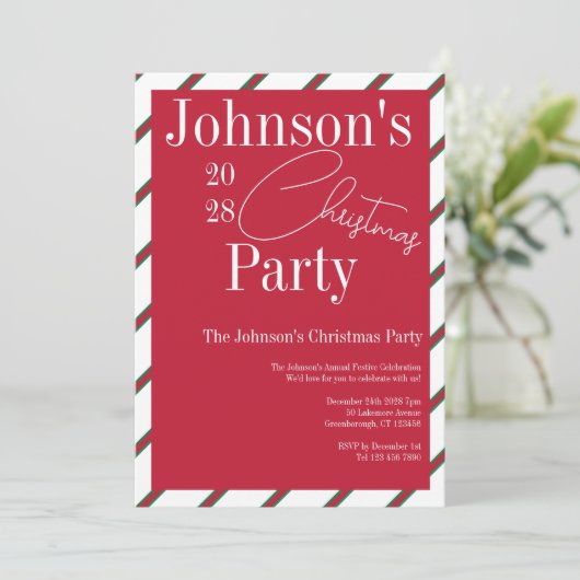 Modern kerstfeest rood en groen kaart (Staand voorkant)