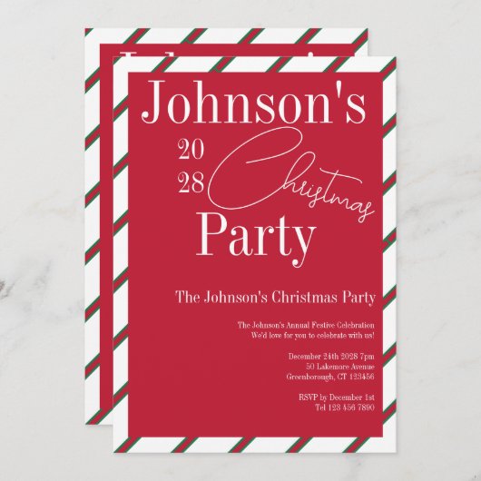 Modern kerstfeest rood en groen kaart (Voorkant / Achterkant)