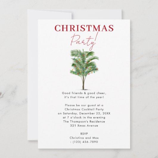Modern kerstfeest tropische palmboom kaart (Voorkant)