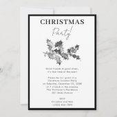 Modern kerstfeest zwart wit Holly bessen Kaart (Voorkant)