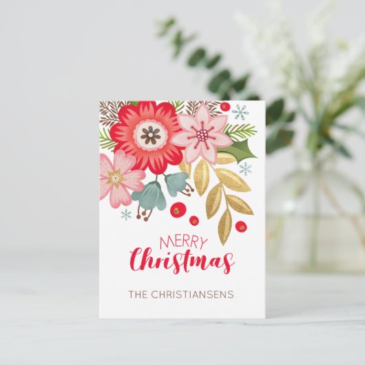 Modern kerstFloral Briefkaart (Staand voorkant)