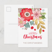 Modern kerstFloral Briefkaart (Voorkant / Achterkant)
