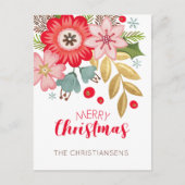 Modern kerstFloral Briefkaart (Voorkant)