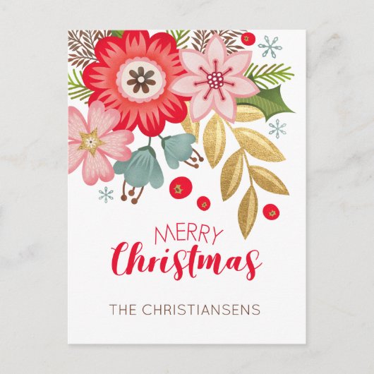 Modern kerstFloral Briefkaart (Voorkant)