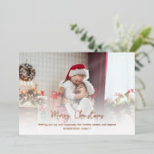 Modern kerstfotoscript folie feestdagenkaart (Staand Voorkant)